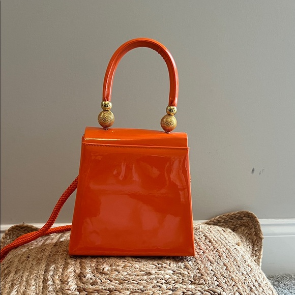 Elegant Orange Mini Bag with Peacock Accent - Picture 3 of 9